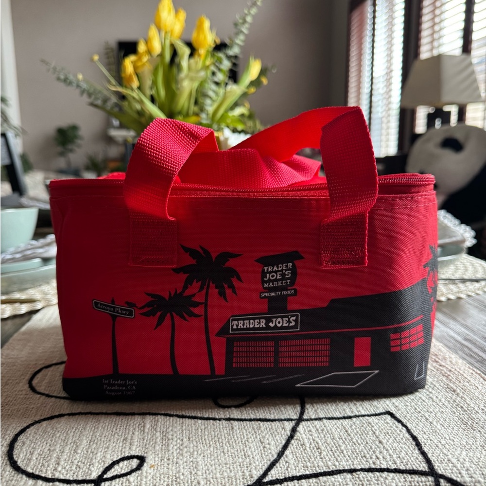 Red Mini Bag with Cityscape Design